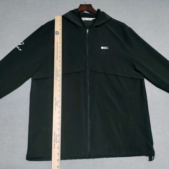 Black Clover Hooded Jacket Mens MEDIUM Black Full Zip TOP GOLF Logo Embroidered - Picture 15 of 16